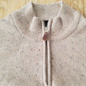 Jos. A. Bank Mens Oatmeal 80% Lambswool 1/4 Zip Sweater Executive Collection XL
